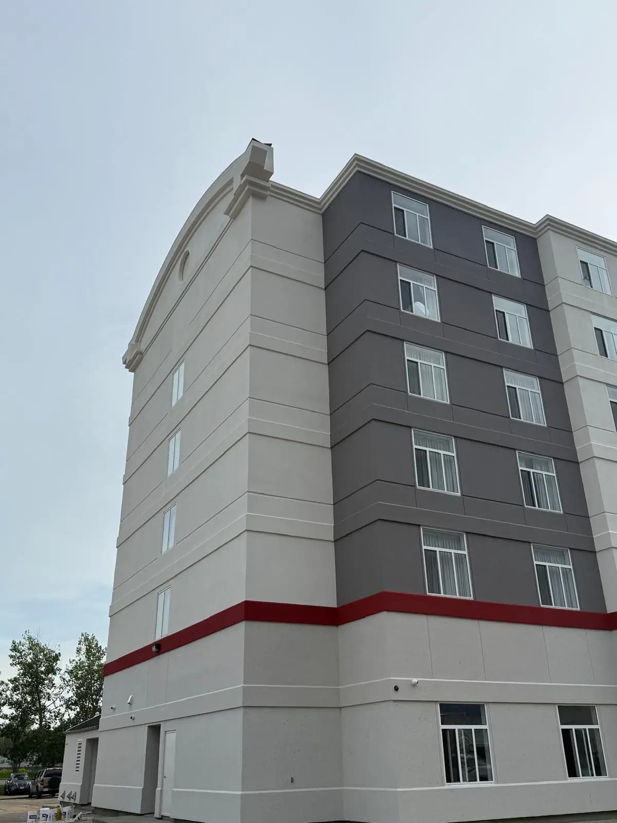 Hilton Garden Inn, Edmonton — Corner detail, where the light tower meets the dark field